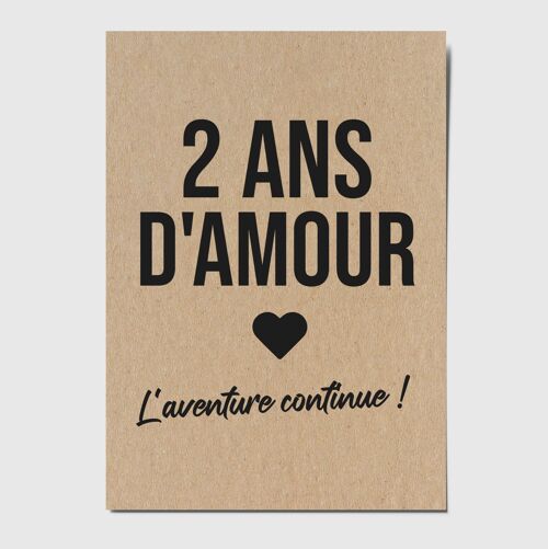 Carte postale "2 ans d'amour l'aventure continue !"