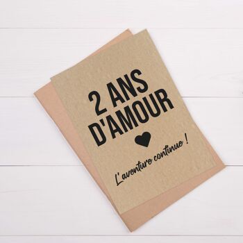 Carte postale "2 ans d'amour l'aventure continue !" 2