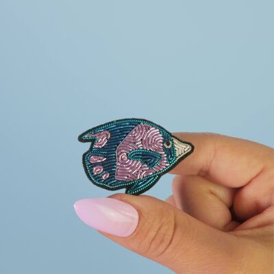 Handmade fish brooch with cannetille embroidery - Ocean Collection