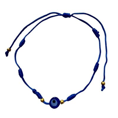 Evil Eye-Armband mit sieben Knoten, geflochten, blau