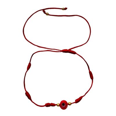 Evil Eye Seven-Knot Thread Braided Bracelet, Red