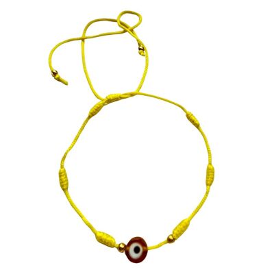 Evil Eye Seven-Knot Thread Braided Bracelet, Yellow