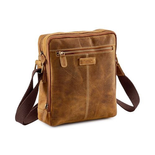 Venator Distressed Leather Portrait Messenger Bag #MB4973