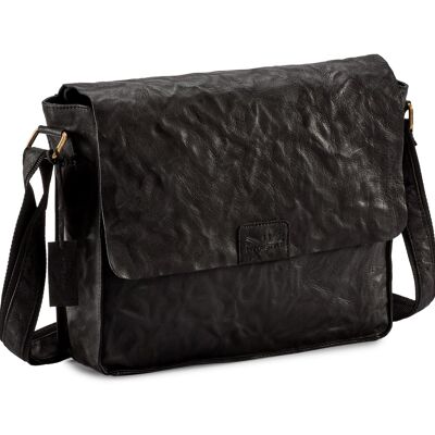 Pello Borsa uomo in pelle nera lavata #UM103 - Large