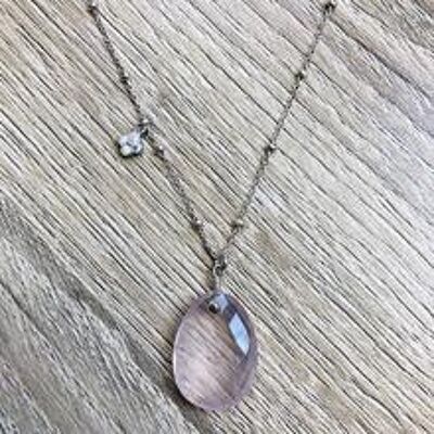 Alma Silver Necklace - Rose Quartz