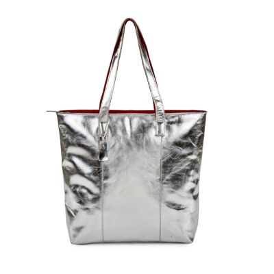 Metallic Magpie Zip Top Tote Bag #LB86 Silber