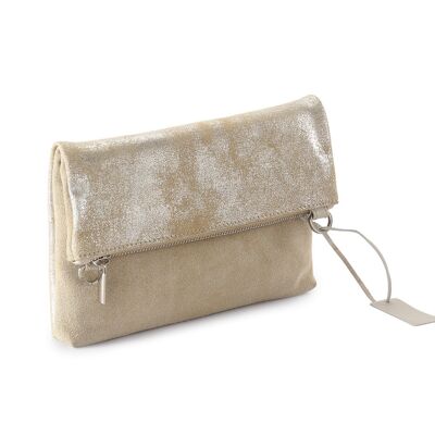 Metallic Rimor Anna 2 way leather messenger clutch bag #LW12 beige