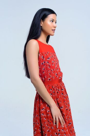 Mini-robe rouge avec imprimé géo et nœud 3