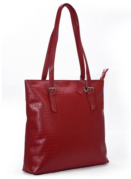 SECURE RFID Waffel Ladies Zip Top Tote Bag LB68 RED