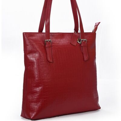 SECURE RFID Waffel Ladies Zip Top Tote Bag LB68 RED