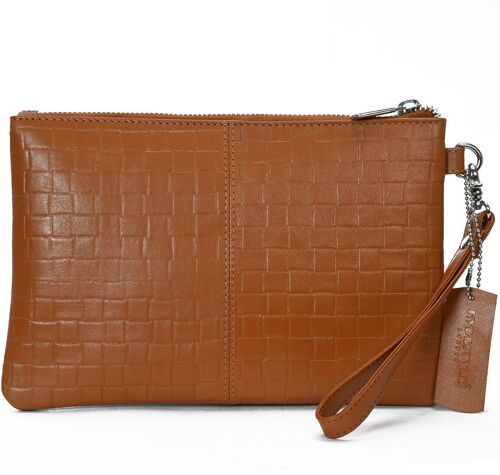 Secure RFID leather ladies wristlet clutch with card case #LB66 Rust