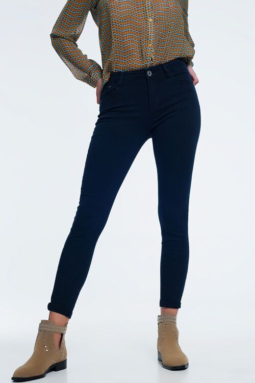 high waist skinny jeans in navy