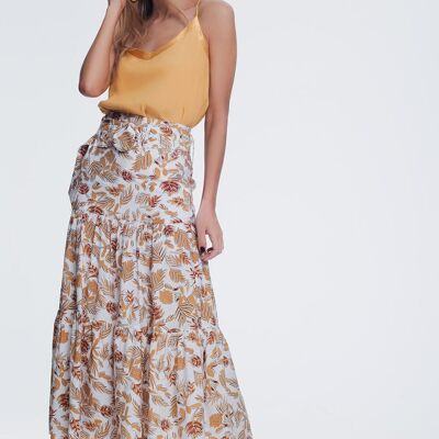 falda midi columna con estampado floral selvático