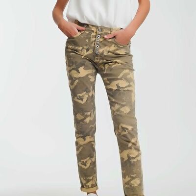 Pantalon Boyfriend à imprimé camouflage