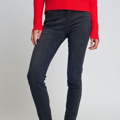 High waisted skinny jeans in black