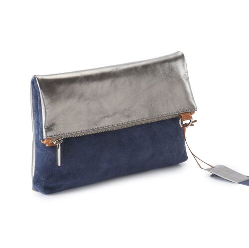 Metallic Rimor Anna 2 way leather messenger clutch bag #LW12 pewter