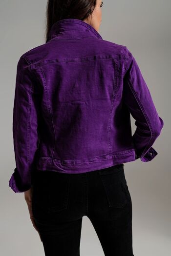 Veste camionneur slim en jean violet 3