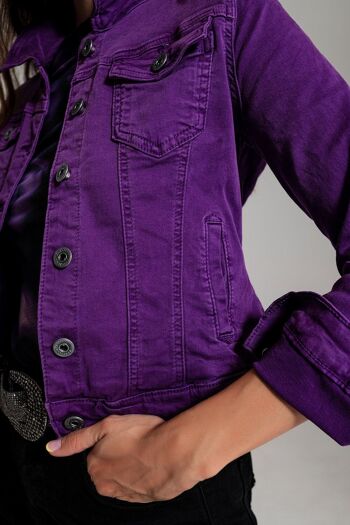 Veste camionneur slim en jean violet 5