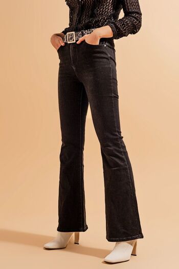 Jean flare taille haute noir 2