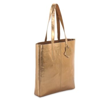 Sac fourre-tout en cuir réversible Hydestyle Metallic Sofia #LB32 cuivre