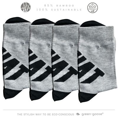 green-goose Bambus Herrensocken | 4 Paar | Was | 39-44 | Grauschwarz