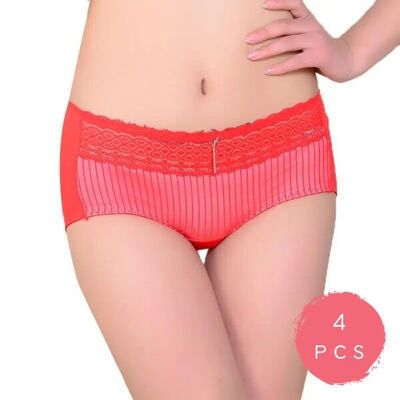 Calzoncillos de bambú para mujer de green-goose | 4 Piezas | Talla S/M | Rojo