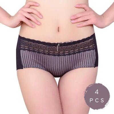 Calzoncillos de bambú para mujer de green-goose | 4 Piezas | Talla S/M | Negro