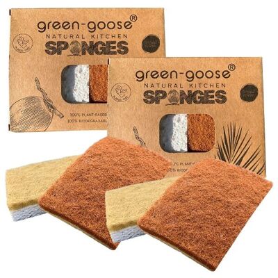 green-goose Bio Keukenspons Duo | 2 Sets | Sisal en Kokos