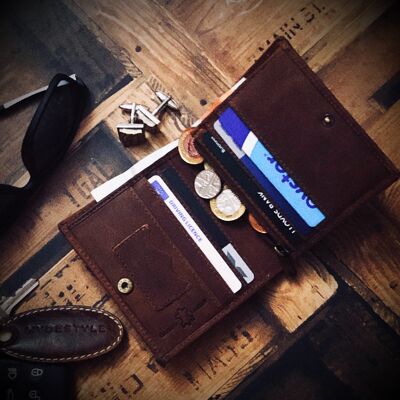 HYDESTYLE Venator schmales Portemonnaie aus Leder im Used-Look #GW57