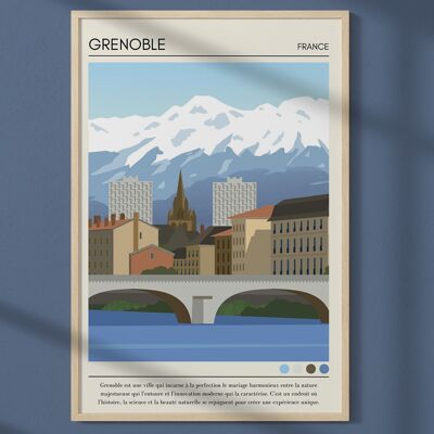 Affiche ville Grenoble Vintage