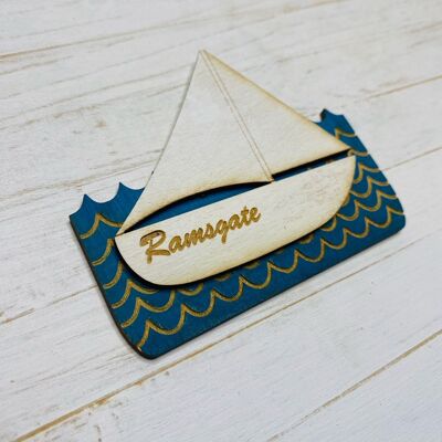 Sailing Boat Engraved Location Gift Magnet