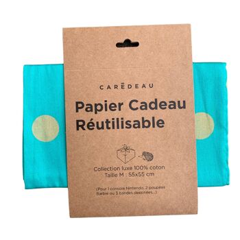 Papier d'emballage réutilisable Caredeau | Bleu | 55x55cm 1