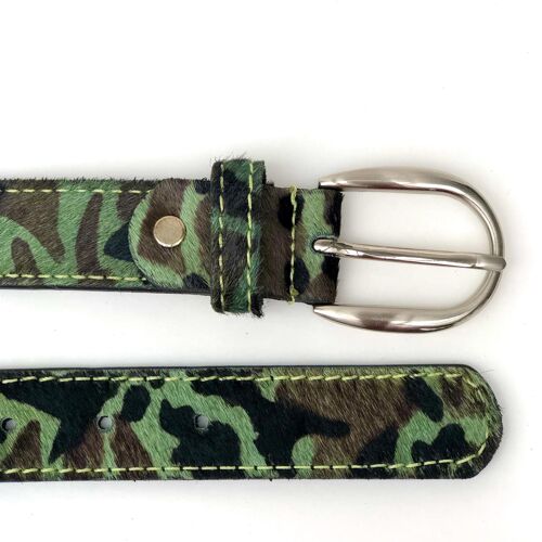 Camo Hair On Hide Leather Belt