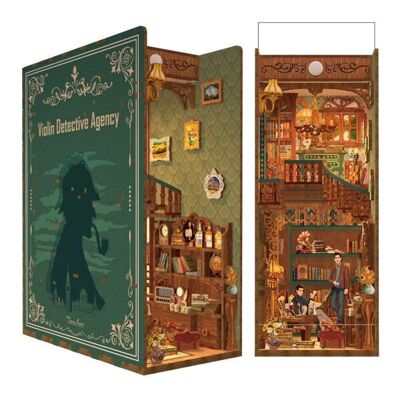 DIY Book Nook Bookend Violin Detective Agency including Dust cover, Tone-Cheer, TQ117, 18 x 9.8x24.5cm