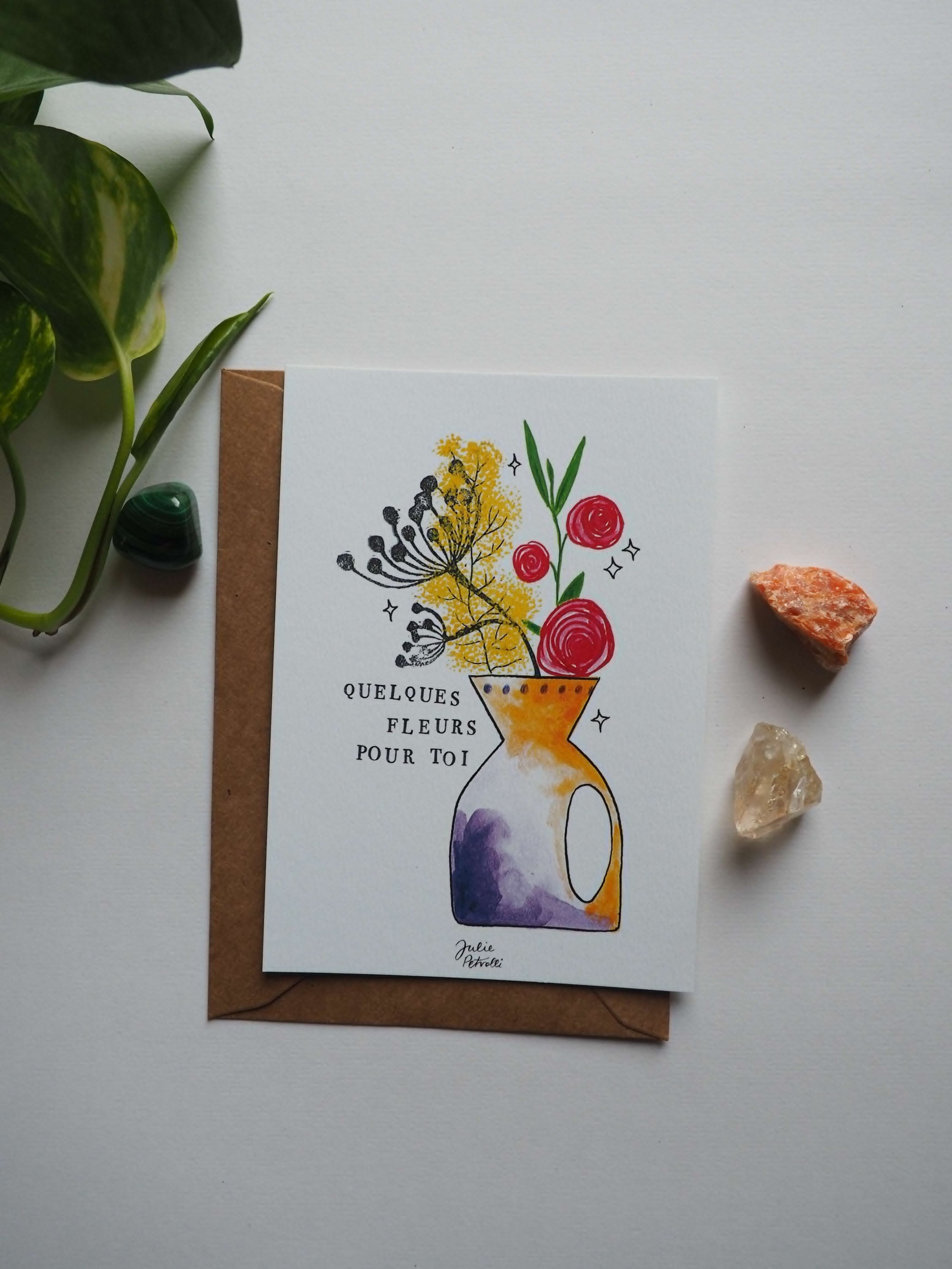 Carte aquarelle - Quelques fleurs pour toi