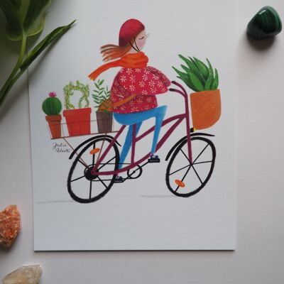Art print A5 - Vélo plantes
