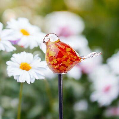 JARDÍN SPICK PÁJARO NARANJA | OBJETO DE JARDÍN | DECORACIONES DE JARDÍN | PÁJARO EN PALO | 15x8x80cm