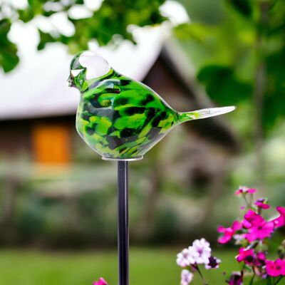 GIARDINO SPICK UCCELLO VERDE | OGGETTO DA GIARDINO | DECORAZIONI DA GIARDINO | UCCELLO SU BASTONE | 15x8x80 centimetri