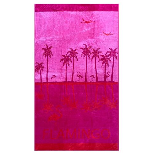 Serviette de plage éponge Velours Flamingo Taille 86x160