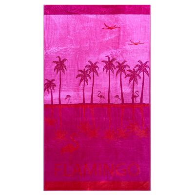 Flamingo Velvet Terry Beach Towel Size 86x160