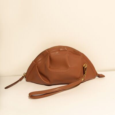 Bolso de Gyoza piel de vacuno mini caramelo