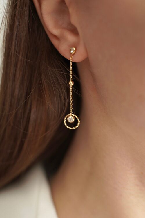 Boucles d'oreilles chaine acier inoxydable rond brilliant