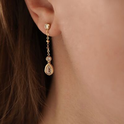 Brilliant drop stainless steel chain earrings