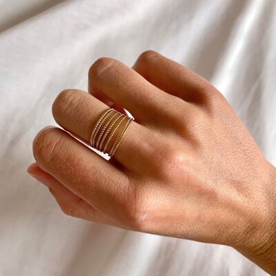 Modern multi-row stainless steel women's ring