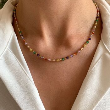 Collier perles multicolores 1
