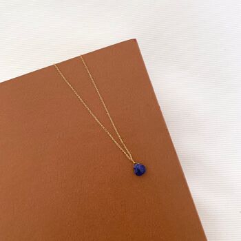 Collier femme pendentif Lapis Lazuli chaine fine 2