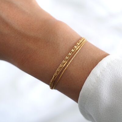 Bracelet femme acier inoxydable triple rang chaine fine minimaliste