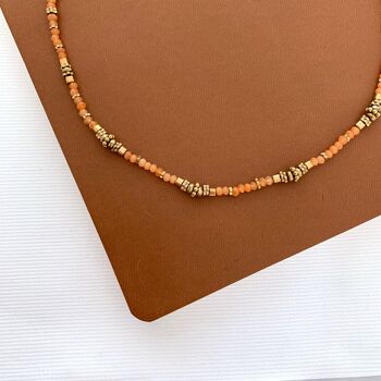 Collier perles orange acier inoxydable 2