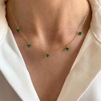 Collier femme pendentif perles vertes pierre naturelle agate verte 1