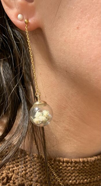 Boucles d’oreilles pendantes dorées Gypsophile 2